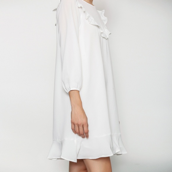 WHITE FLOWY RUFFLE DRESS - Picture 5 of 6